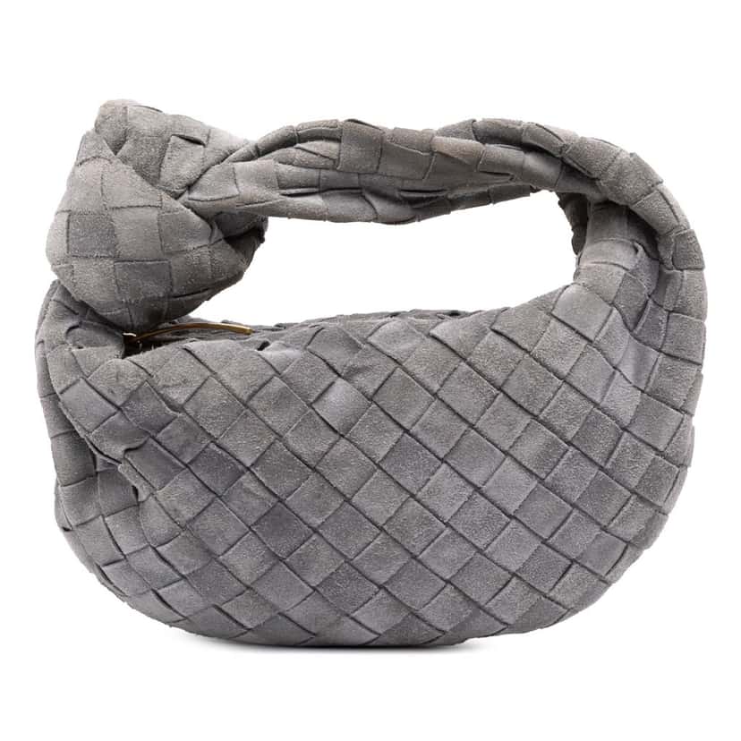 Bottega Veneta Mini Suede Intrecciato Jodie Grey Leather Good condition - Front View