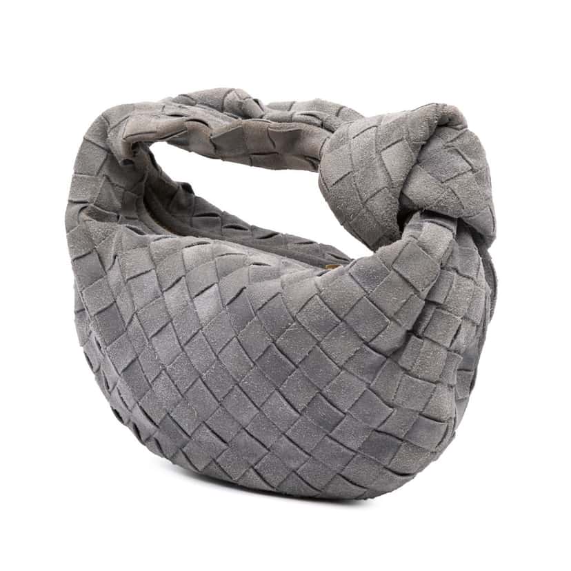 Bottega Veneta Mini Suede Intrecciato Jodie Grey Leather Good condition - Back View