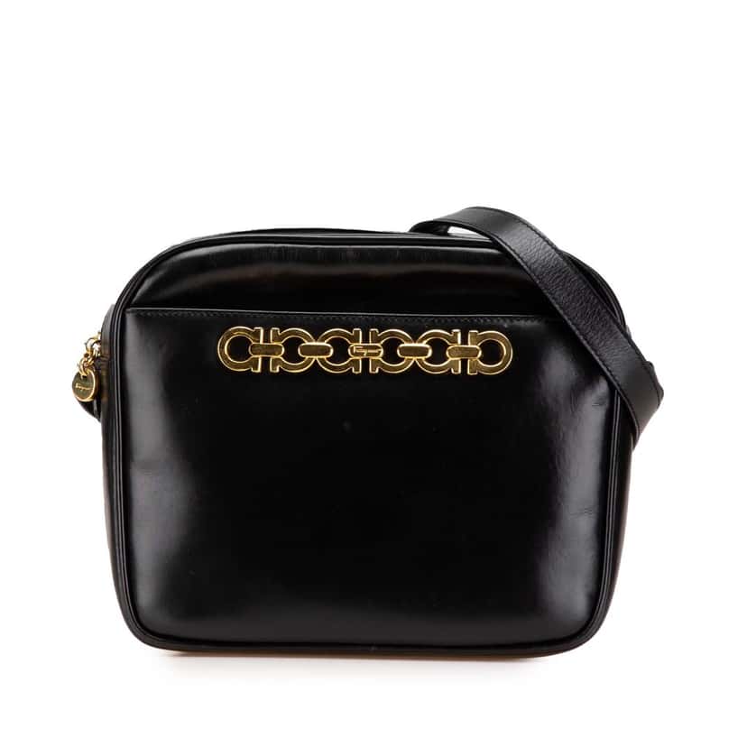 Salvatore Ferragamo Leather Gancini Crossbody Black Leather Good condition - Front View