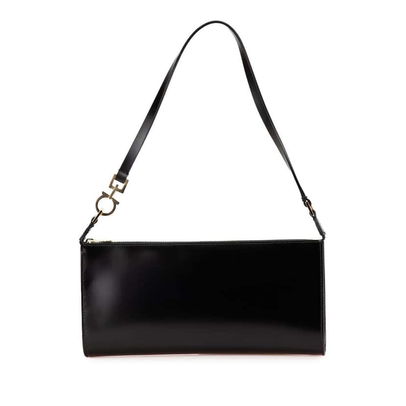 Salvatore Ferragamo Leather Gancini Shoulder Bag Black Leather Good condition - Front View