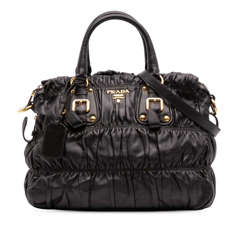 Prada Nappa Gaufre Satchel Black Leather Good condition - Front View