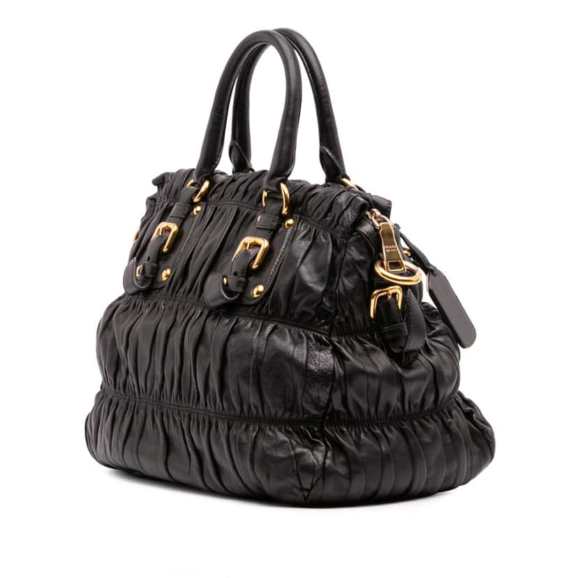 Prada Nappa Gaufre Satchel Black Leather Good condition - Back View