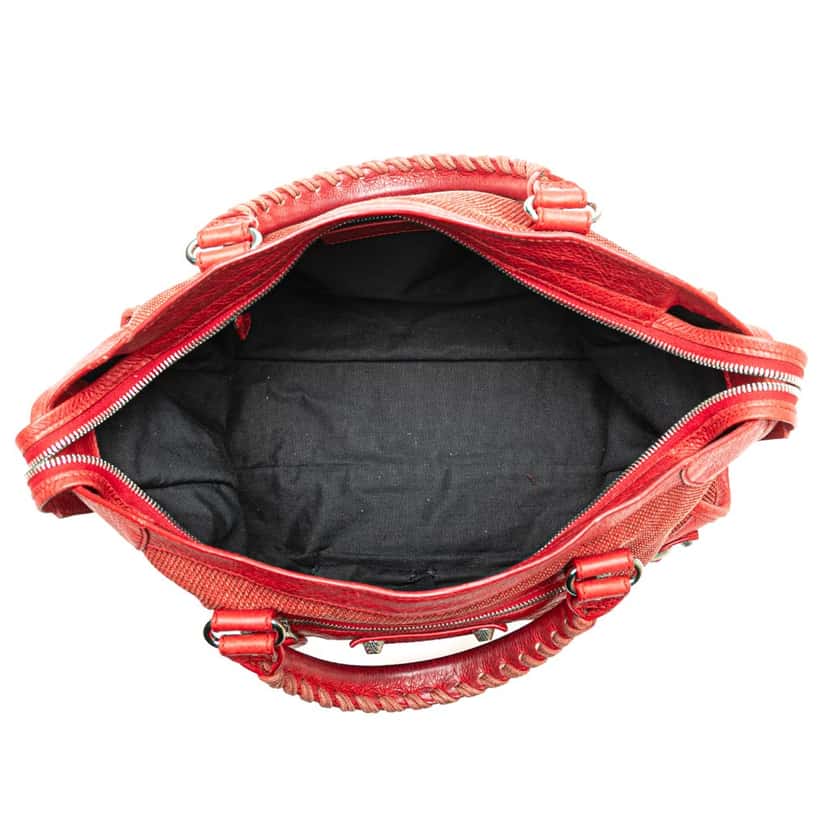 Balenciaga Lambskin Trimmed Canvas Motocross City Giant 12 Satchel Red Canvas Good condition - Model View