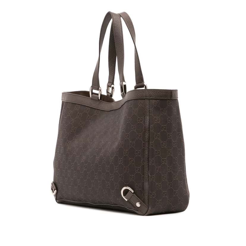 Gucci GG Denim Abbey D Ring Tote Brown Denim Good condition - Back View