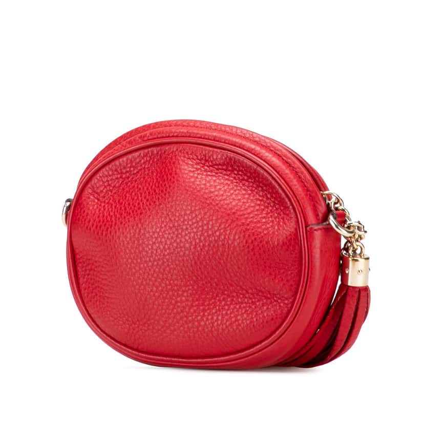 Gucci Mini Pebbled Calfskin Soho Chain Crossbody Red Leather Very good condition - Back View