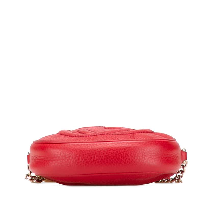 Gucci Mini Pebbled Calfskin Soho Chain Crossbody Red Leather Very good condition - Inside View