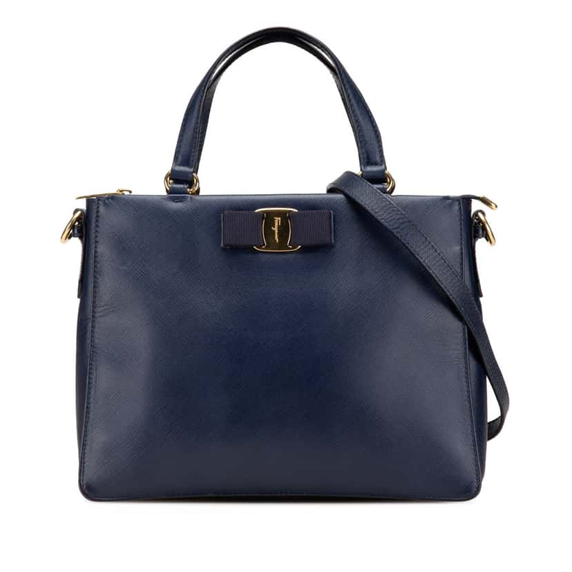 Salvatore Ferragamo Leather Tracy Vara Satchel Blue Leather Good condition - Front View