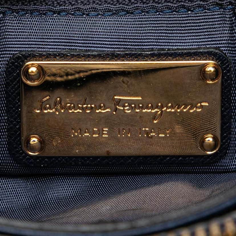 Salvatore Ferragamo Leather Tracy Vara Satchel Blue Leather Good condition - Box View
