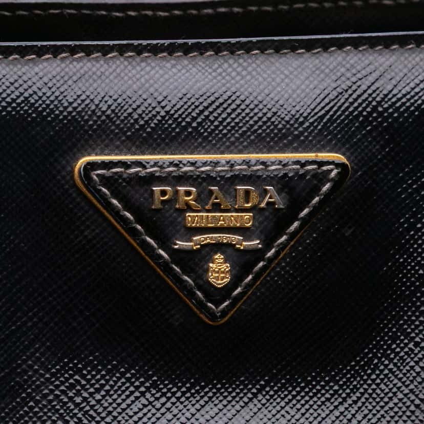 Prada Large Saffiano Vernice Galleria Satchel Black Leather Good condition - Box View