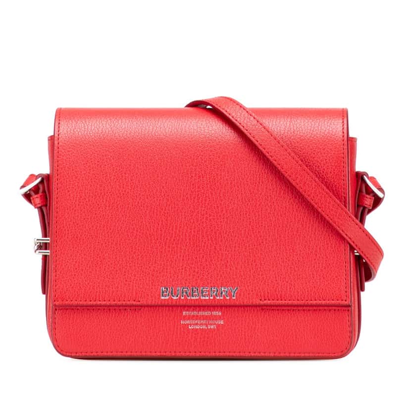Burberry Small Grained Calfskin Grace Crossbody Red Leather Good condition - Front View