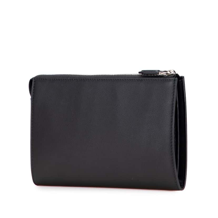 Salvatore Ferragamo Leather Logo Clutch Black Leather Good condition - Back View