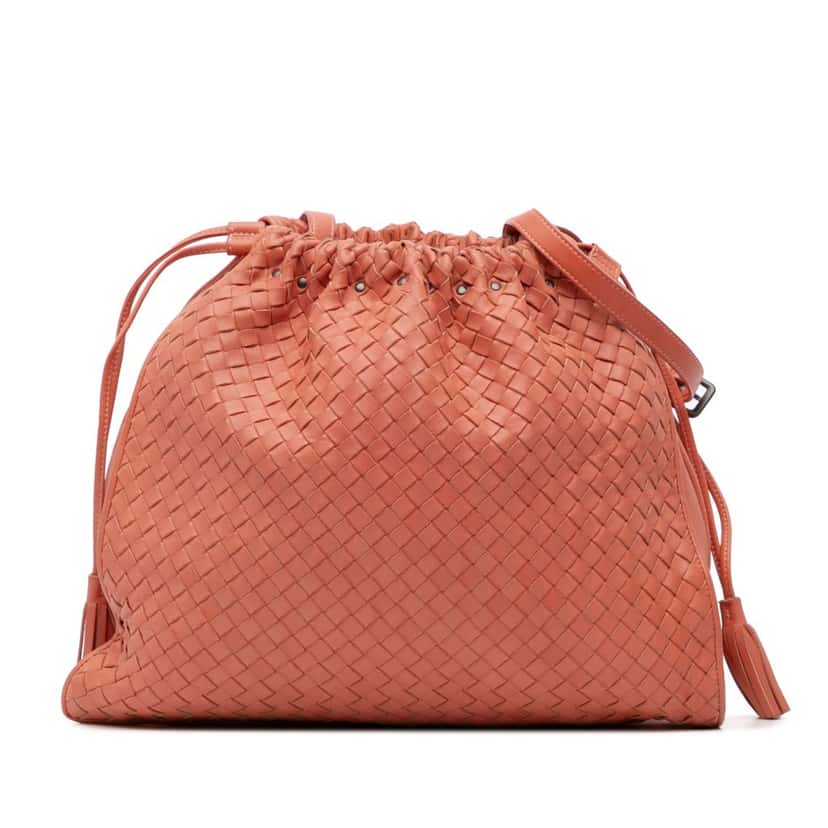 Bottega Veneta Nappa Intrecciato Crossbody Orange Leather Good condition - Front View