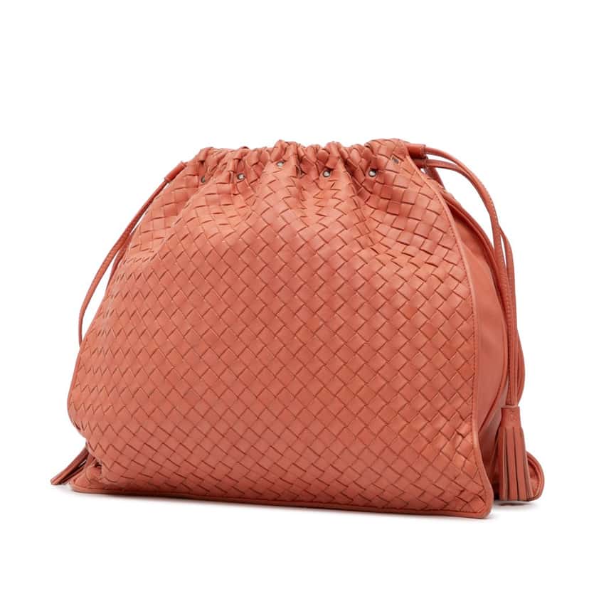 Bottega Veneta Nappa Intrecciato Crossbody Orange Leather Good condition - Back View