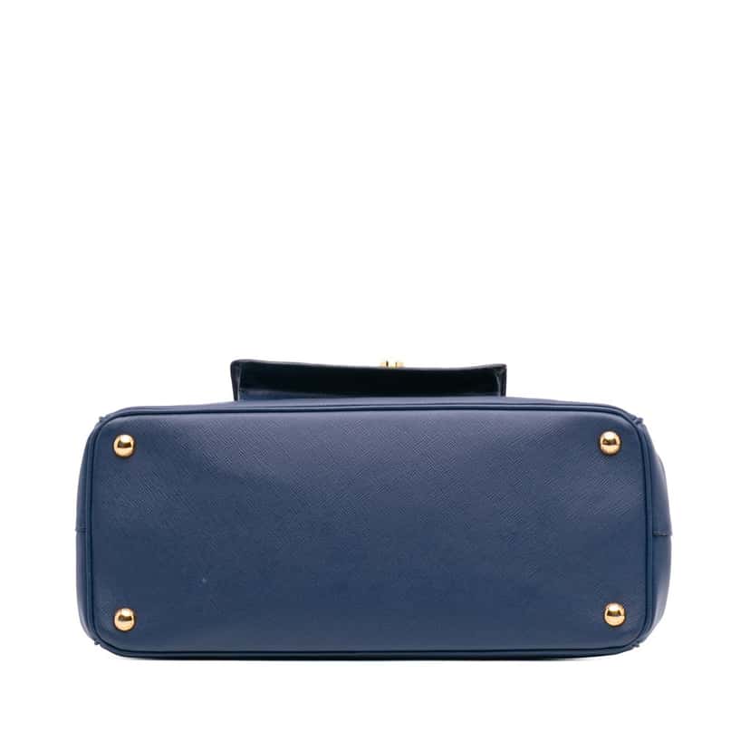 Prada Saffiano Lux Galleria Double Zip Front Pocket Satchel Blue Leather Good condition - Inside View