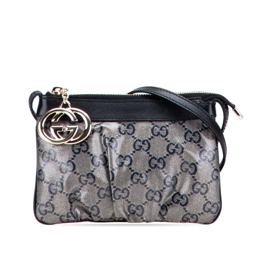 Gucci GG Crystal Interlocking G Crossbody Grey Canvas Good condition - Front View