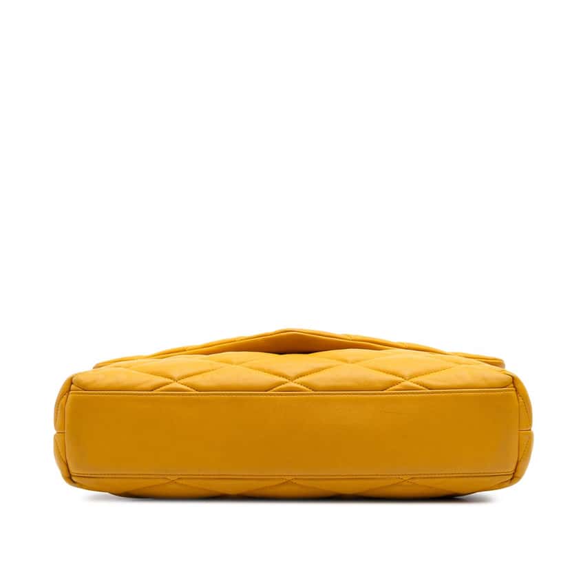 Saint Laurent Quilted Lambskin Sade Puffer Envelope Clutch Yellow Leather Good condition - Inside View