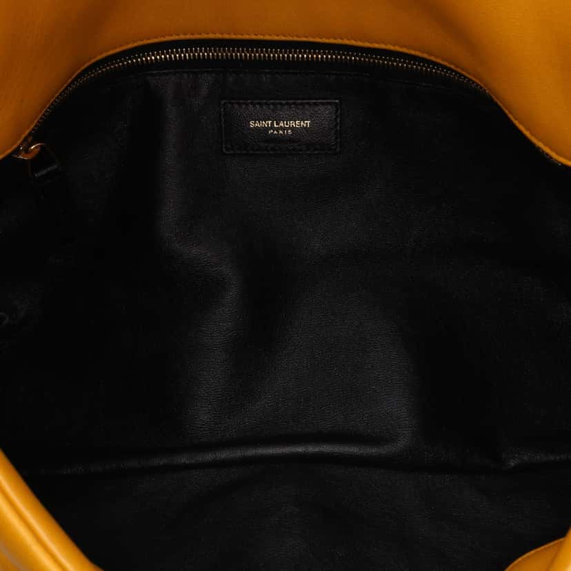 Saint Laurent Quilted Lambskin Sade Puffer Envelope Clutch Yellow Leather Good condition - Model View