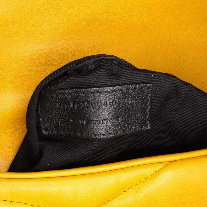 Saint Laurent Quilted Lambskin Sade Puffer Envelope Clutch Yellow Leather Good condition - Box View