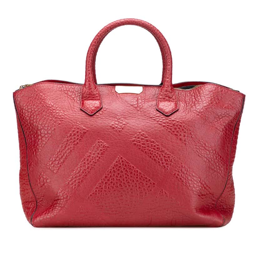 Burberry Embossed Leather Dewsbury Satchel Red Leather Good condition - Front View