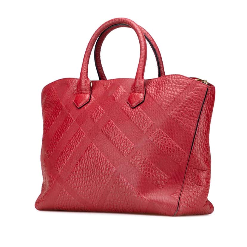 Burberry Embossed Leather Dewsbury Satchel Red Leather Good condition - Back View