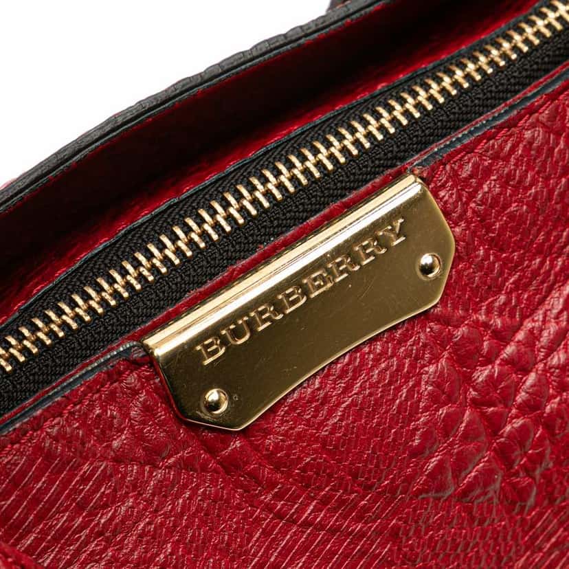 Burberry Embossed Leather Dewsbury Satchel Red Leather Good condition - Box View