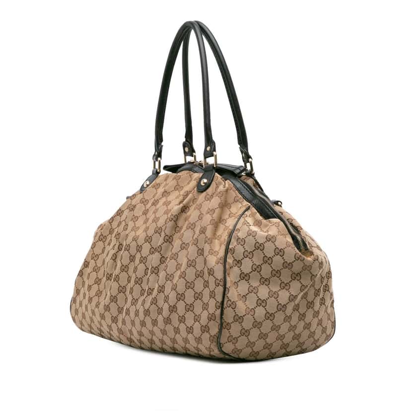 Gucci Large GG Canvas Sukey Satchel Brown Canvas Good condition - Back View