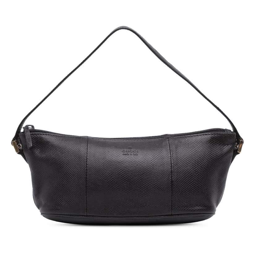 Gucci Lizard Embossed Calfskin Boat Black Leather Good condition - Front View