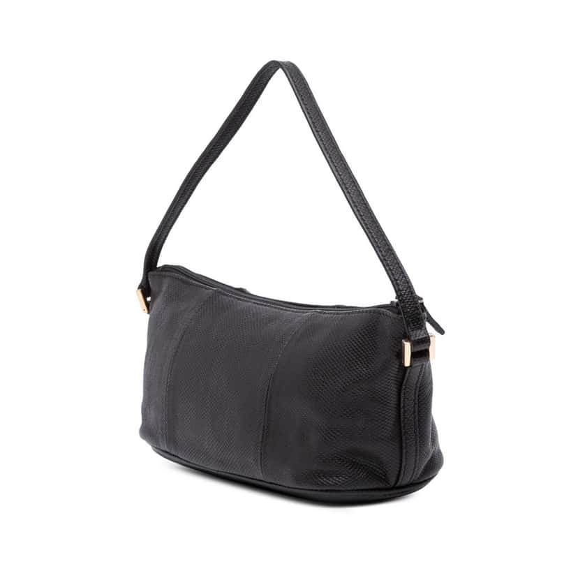 Gucci Lizard Embossed Calfskin Boat Black Leather Good condition - Back View