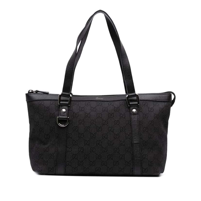 Gucci GG Denim Abbey D Ring Tote Grey Denim Good condition - Front View