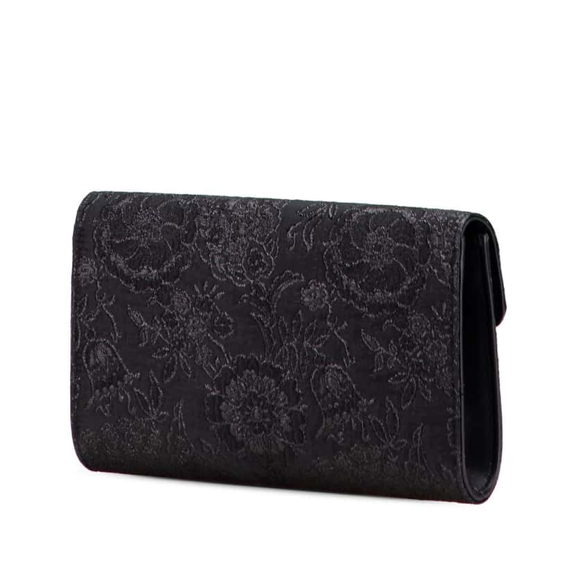 Gucci Lurex Brocade Animalier Broadway Clutch Black Canvas Good condition - Back View