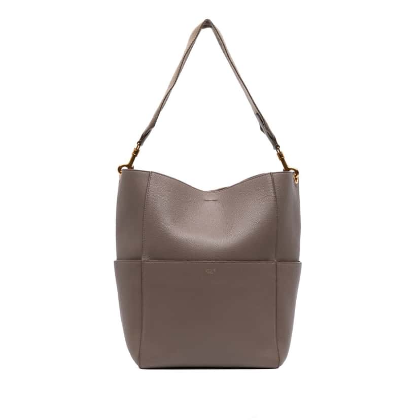 Celine Medium Leather Seau Sangle Bucket Bag Brown Leather Good condition - Front View