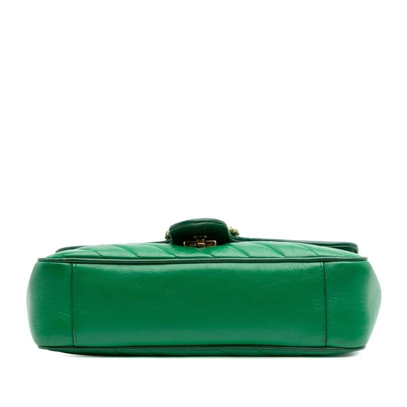 Gucci Small GG Marmont Matelasse Leather Torchon Flap Crossbody Green Leather Good condition - Inside View
