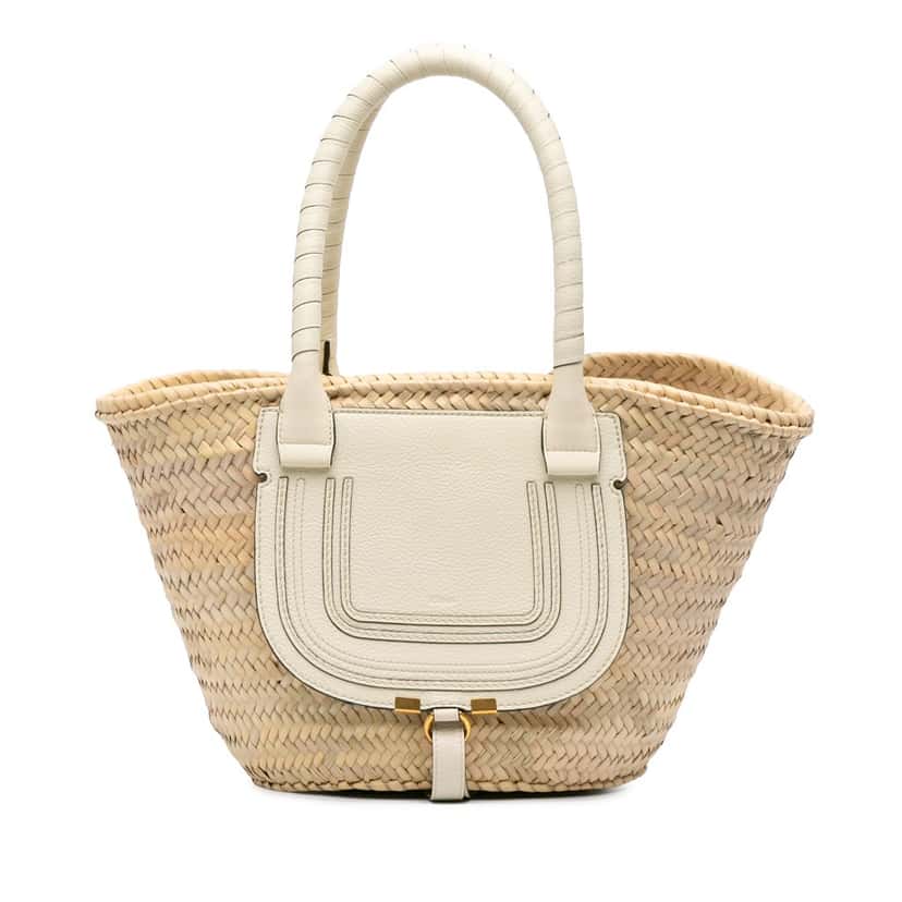 Chloé Medium Raffia Marcie Basket Tote Brown Good condition - Front View