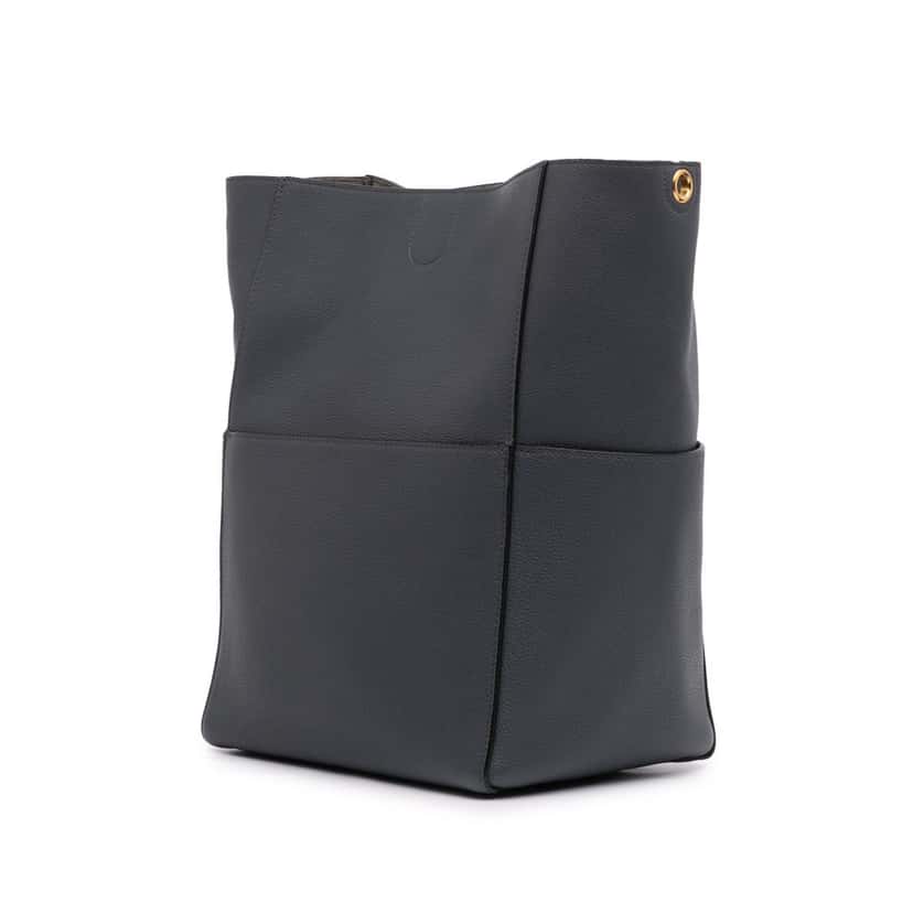 Celine Medium Leather Seau Sangle Bucket Bag Grey Leather Good condition - Back View