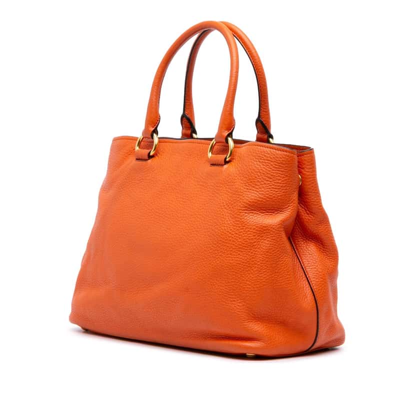 Prada Vitello Daino Open Convertible Tote Orange Leather Good condition - Back View