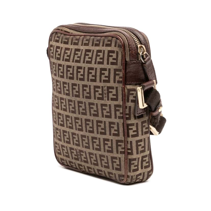 Fendi Zucchino Canvas Crossbody Brown Canvas Good condition - Back View