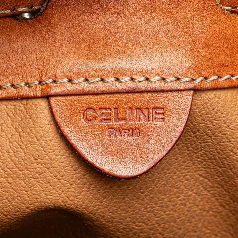Celine Macadam Coated Canvas Drawstring Bucket Bag Brown Canvas Good condition - Box View