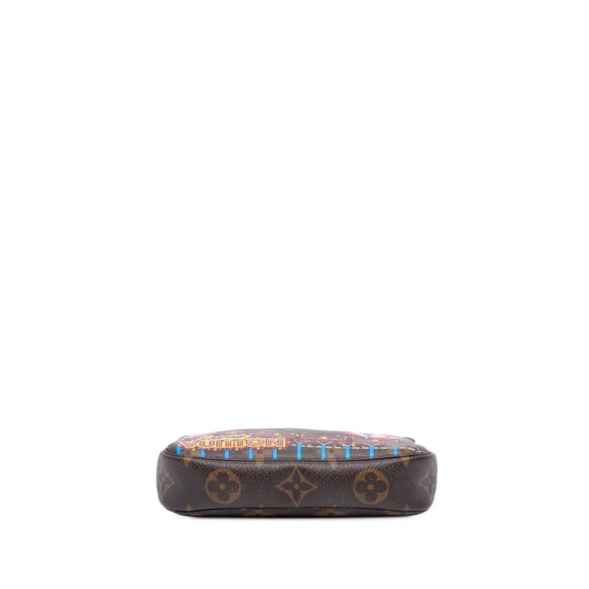 Louis Vuitton Monogram Vivienne Christmas Roller Coaster Mini Pochette Accessoires Brown Canvas Good condition - Inside View