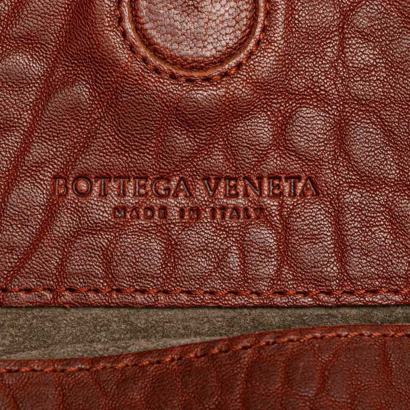Bottega Veneta Textured Leather Whipstitch Duo Shoulder Bag Red Leather Good condition - Box View