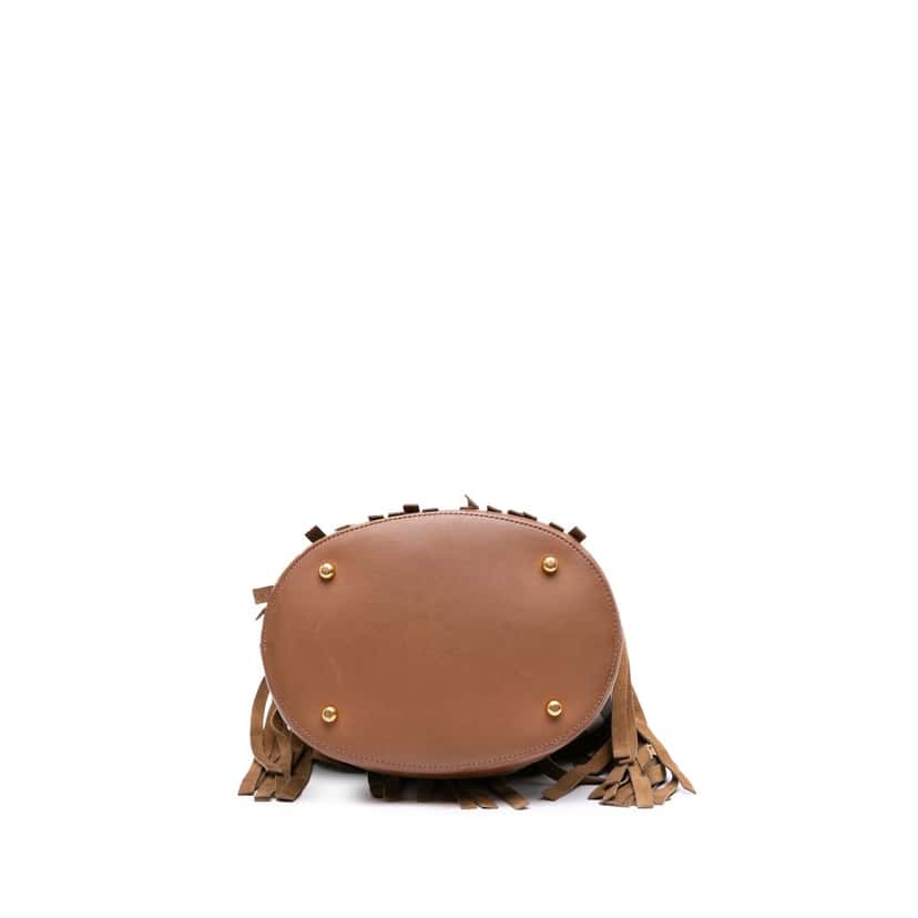 Burberry House Check Canvas and Suede Fringe Bucket Bag Brown Canvas Good condition - Inside View