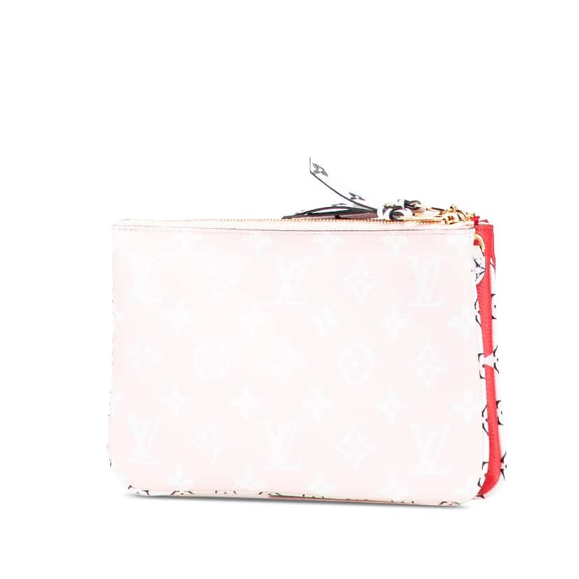 Louis Vuitton Limited Edition Monogram Giant Double Zip Pochette Red Canvas Very good condition - Back View