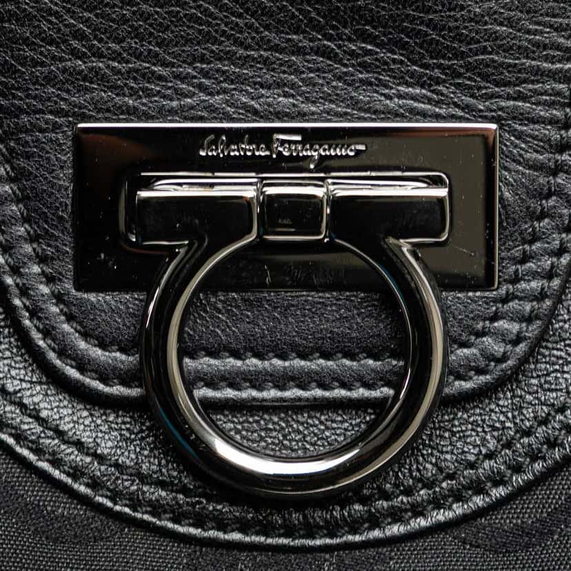 Salvatore Ferragamo Canvas Gancini Marisa Handbag Black Canvas Good condition - Box View