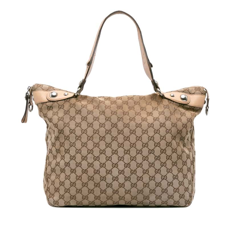 Gucci Large GG Canvas Icon Bit Satchel Brown Canvas Good condition - Front View