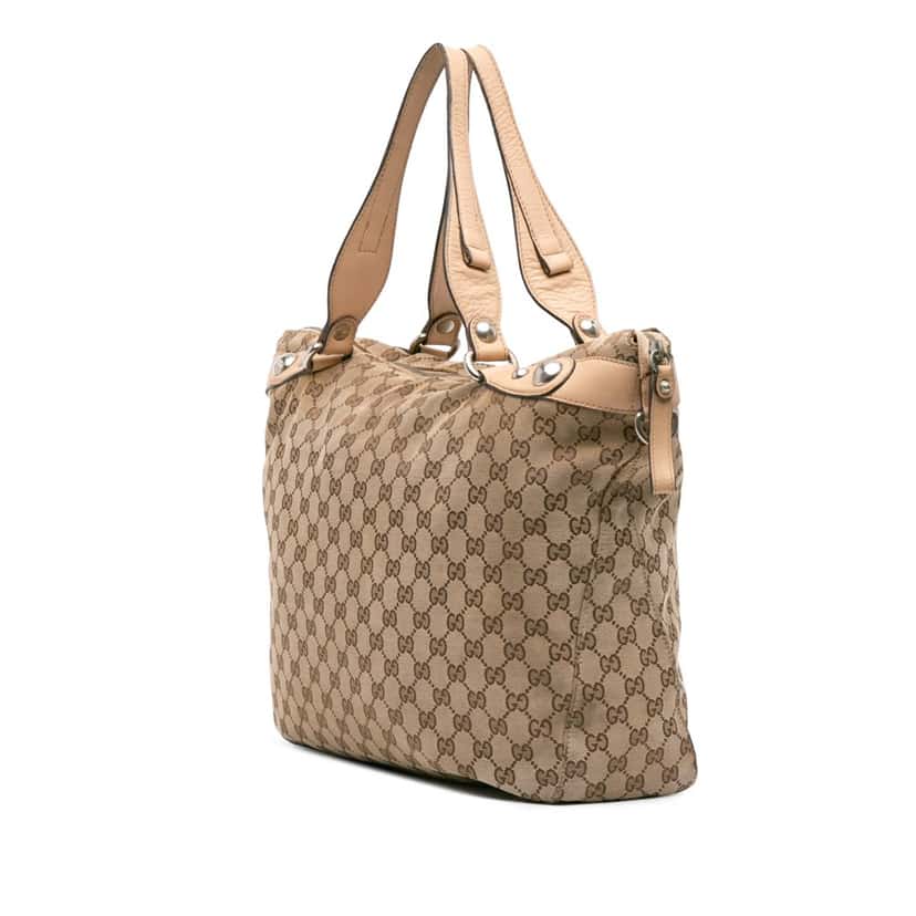 Gucci Large GG Canvas Icon Bit Satchel Brown Canvas Good condition - Back View