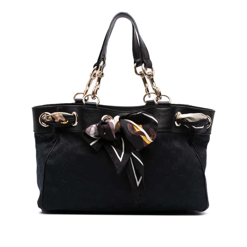 Gucci Medium GG Canvas Positano Tote Black Canvas Good condition - Front View