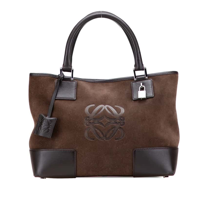 Loewe Suede Fusta 28 Tote Brown Leather Good condition - Front View