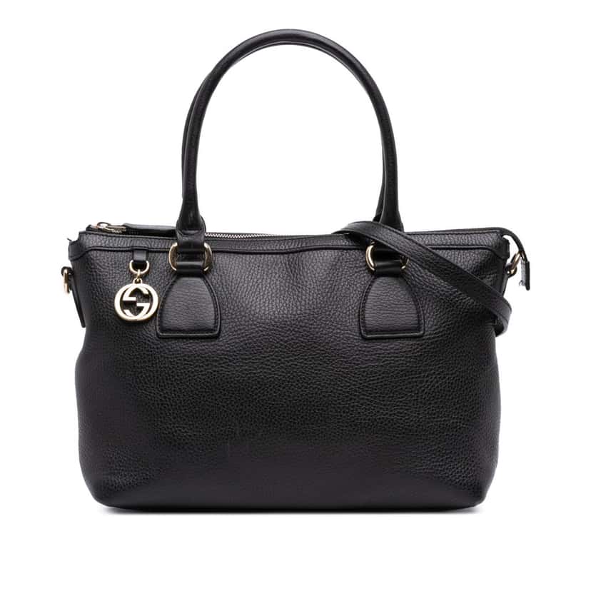 Gucci Dollar Calfskin GG Charm Satchel Black Leather Good condition - Front View