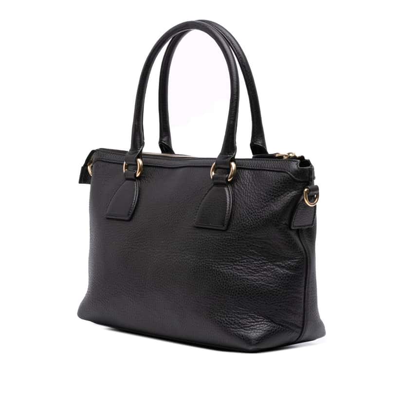 Gucci Dollar Calfskin GG Charm Satchel Black Leather Good condition - Back View