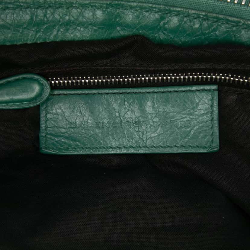 Balenciaga Lambskin Motocross Giant Brogues Part Time Satchel Green Leather Good condition - Box View