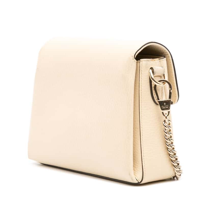 Gucci Small Dollar Calfskin Interlocking G Crossbody White Leather Good condition - Back View